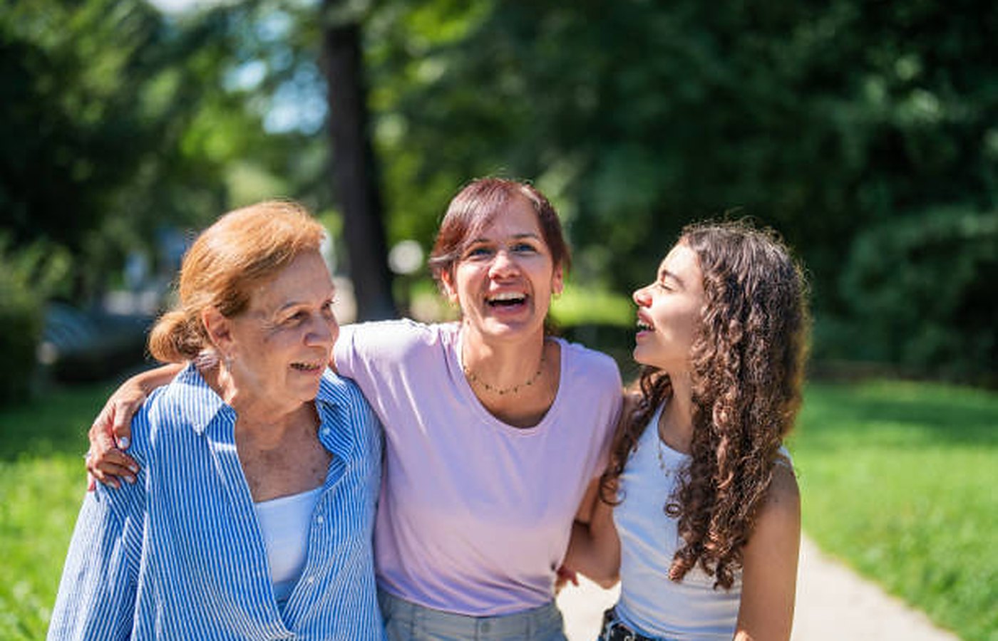 A multigenerational family enjoying an active day outdoors